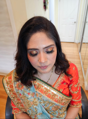 Red saree bridal makeup look