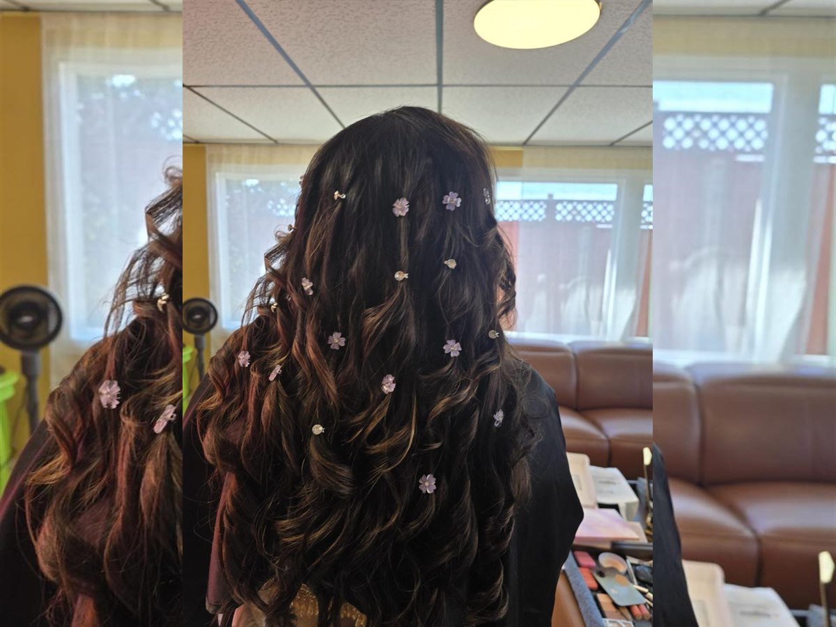 Floral curls back view