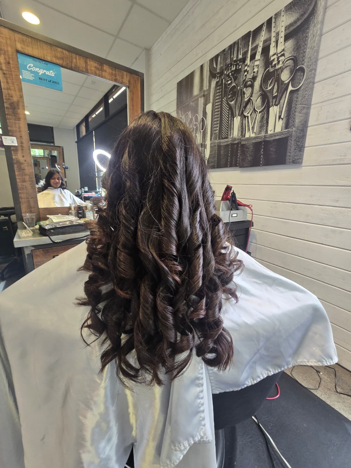 Curly updo and makeup styling